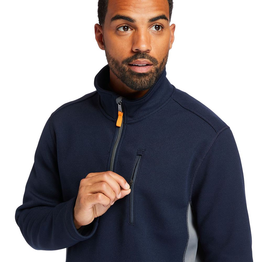 Hanorac Timberland Barbati Bleumarin - Pro® Studwall Quarter-Zip Textured Fleece - Romania - JIMNEQ8